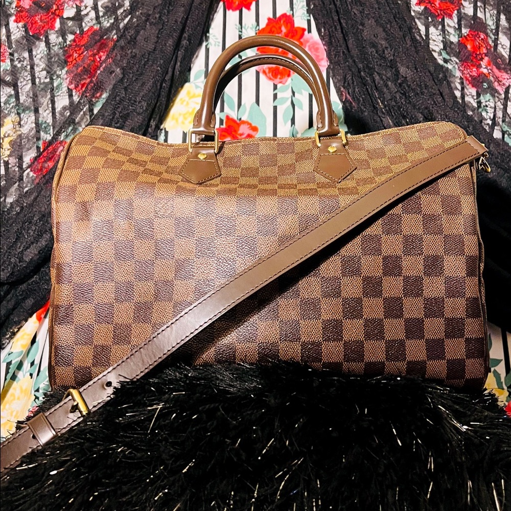 My LV Speedy Bandouliere 35 in Damier Ebene Canvas